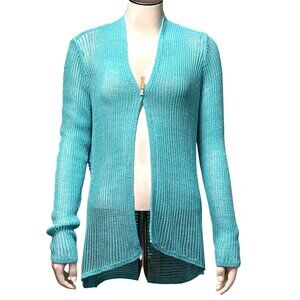 Chicos Open Front Sheer Knit Cardigan Lightweight Trendy Stylish Layering Piece